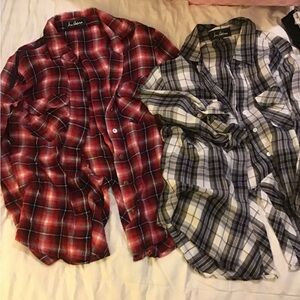 Sam Edelman Red and Black Plaid Shirt